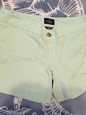 American Eagle Outfitters Light Mint Polka Dot Stretch Women’s Shorts